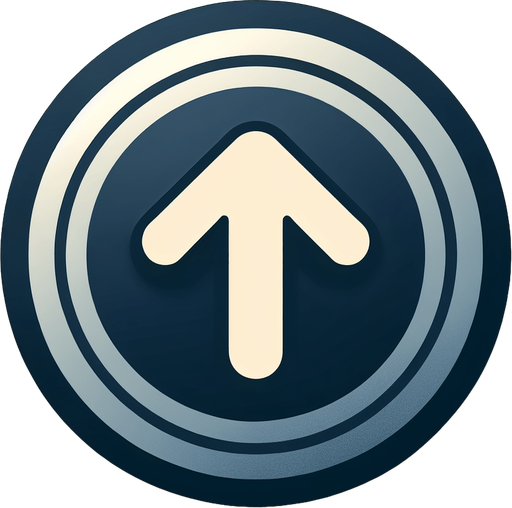 round button with a big "up" arrow icon and a small line under it.
UI