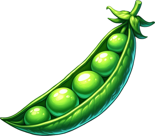 A nice green pea pod..
Single Game Texture. In-Game asset. 2d. Blank background. High contrast. No shadows.
