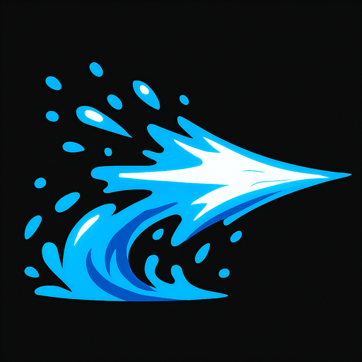 Water spraying forward
In-Game asset.  2d.  High contrast.  No shadows