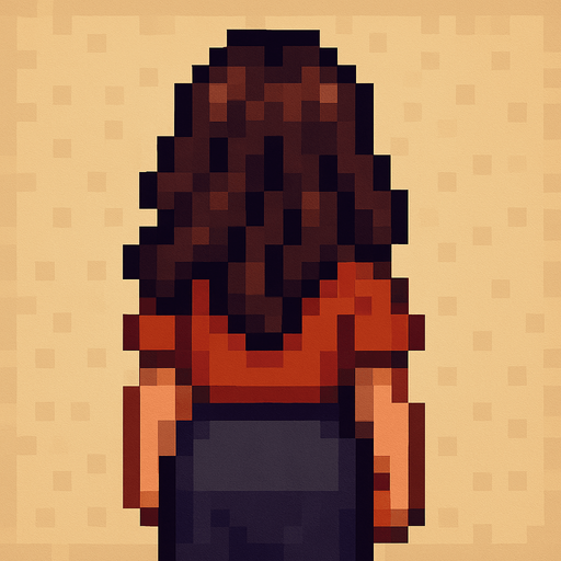 Make different variations this pixel art change clothes, change hairstyle