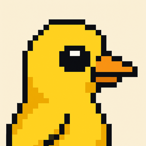 A yellow bird. In pixel art style. The bird should be just like the head part..
In-Game asset.  2d.  High contrast.  No shadows