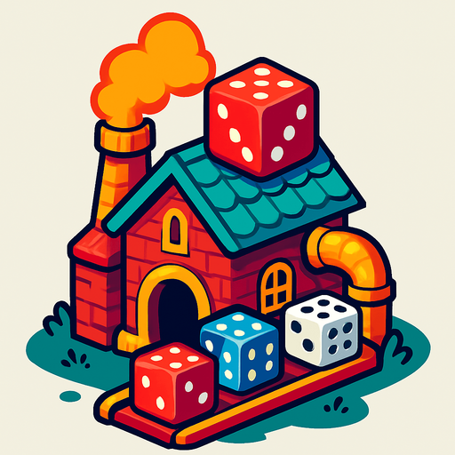 Dice factory from the fantasy world.
In-Game asset.  2d.  High contrast.  No shadows