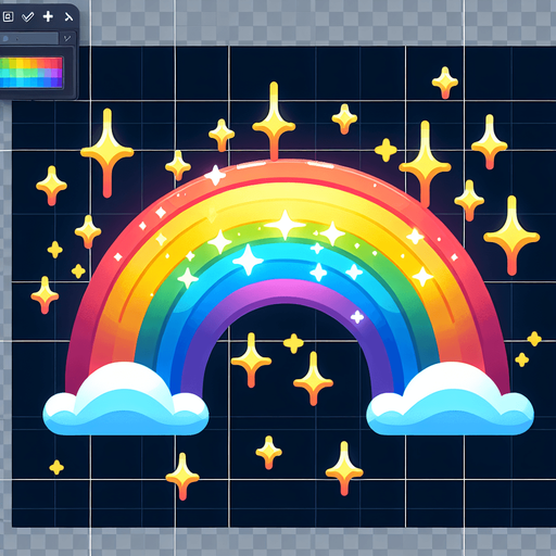 rainbow sparkle.
Single Game Texture. In-Game asset. 2d. Blank background. High contrast. No shadows.