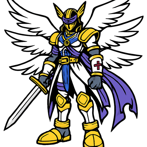 Magnaangemon.
In-Game asset.  2d.  High contrast.  No shadows