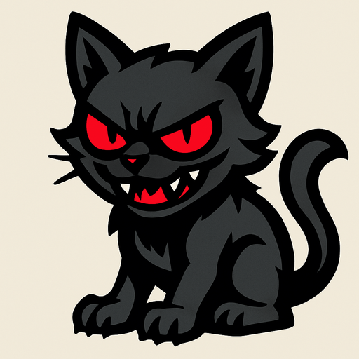 Un gato malvado.
In-Game asset.  High contrast.  No shadows