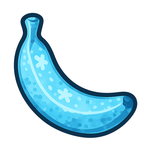 Frozen banana.
Single Game Texture.  In-Game asset.  2d.  Blank background.  High contrast.  No shadows