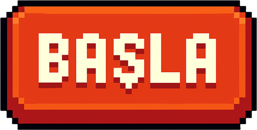 pixelart button.  have text in middle "BAŞLA".
In-Game asset.  2d.  High contrast.  No shadows