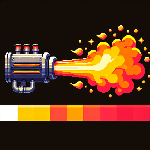 Bright yellow and red engine exhaust sprite sheet..
Single Game Texture. In-Game asset. 2d. Blank background. High contrast. No shadows.
