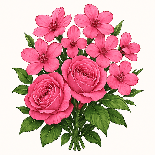 pink flower bouquet realistic.
In-Game asset.  2d.  High contrast.  No shadows