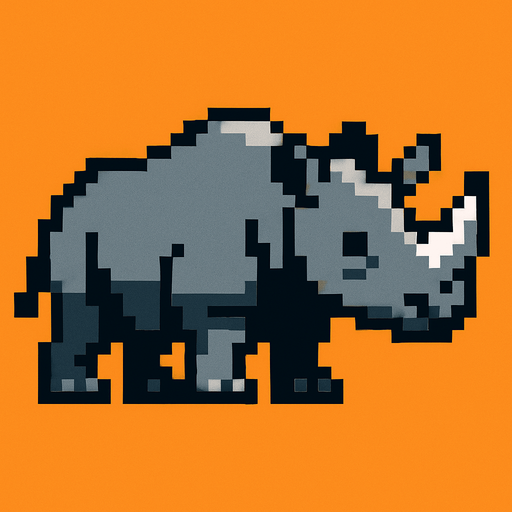 Rhino 8bit.
In-Game asset.  2d.  High contrast.  No shadows