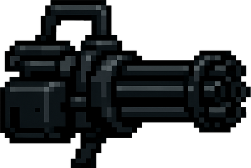 minigun negra hecha con pixeles..
In-Game asset.  2d.  High contrast.  No shadows