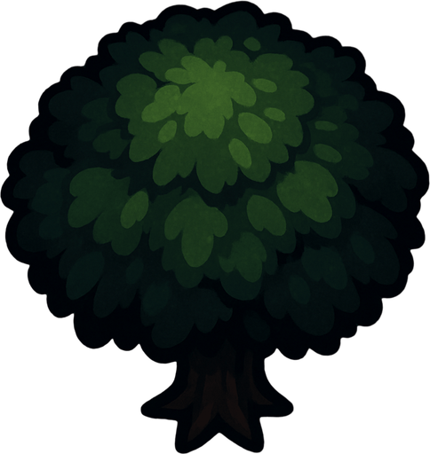 Arbol visto desde arriba algo oscuro.
In-Game asset.  2d.  High contrast.  No shadows