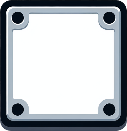 White square with round corners, flat, flat shaded, industrial design.
Single Game Texture. In-Game asset. 2d. Blank background. High contrast. No shadows.