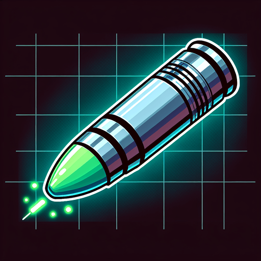 A laser bullet.
Single Game Texture. In-Game asset. 2d. Blank background. High contrast. No shadows.