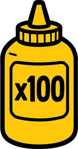 Mustard Bottle, label is x100.
In-Game asset.  2d.  High contrast.  No shadows