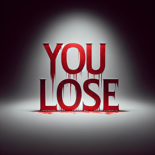 "You Lose" written in blood..
Single Game Texture. In-Game asset. 2d. Blank background. High contrast. No shadows.