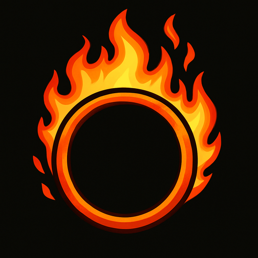 Cerceau enflammé.
In-Game asset.  2d.  High contrast.  No shadows