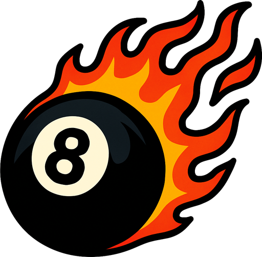 8 ball billard with fire.
In-Game asset.  2d.  High contrast.  No shadows