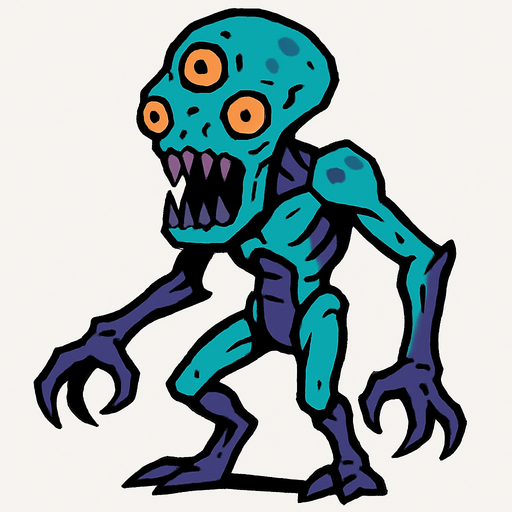 alien creature drawing.
In-Game asset.  2d.  High contrast.  No shadows
