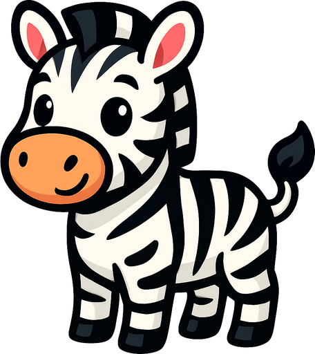 Cute zebra.
In-Game asset.  2d.  High contrast.  No shadows