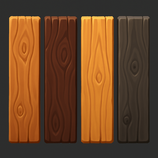 Pack of different wood vertical facing the screen.
In-Game asset.  High contrast.  No shadows. 3D