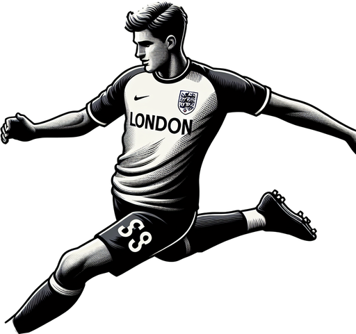 arsenal footballer Single Game Texture. In-Game asset. 2d. Blank background. High contrast. No shadows.