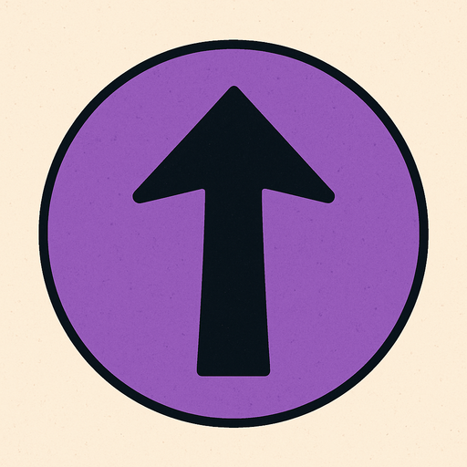 Purple circle. With an arrow facing up.
Please..
2d