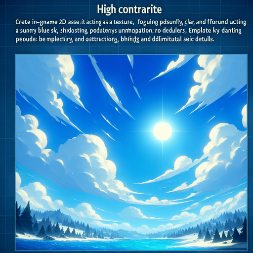 a beautiful blue sky background single game texture.
Single Game Texture.  In-Game asset.  2d.  Blank background.  High contrast.  No shadows
