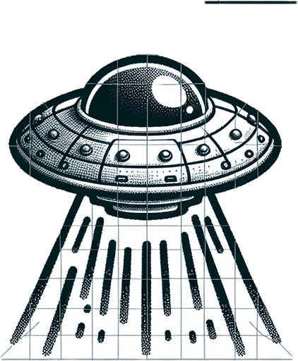 game flying saucer.
Single Game Texture.  In-Game asset.  2d.  Blank background.  High contrast.  No shadows