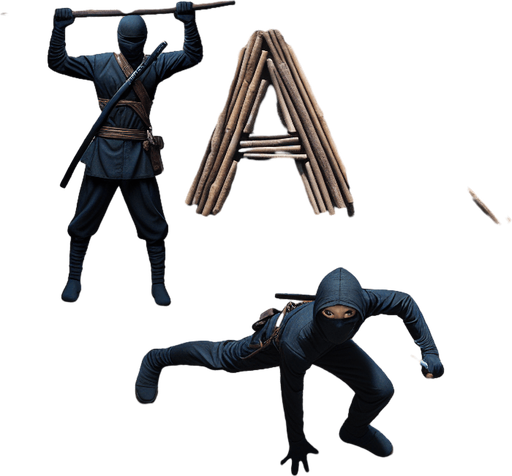 start written with sticks.
Ninja style