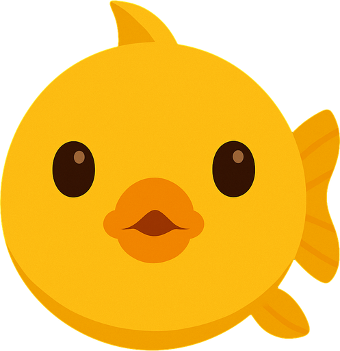 Mantén el mismo estilo, pero conviértelo en la cara de un pez dorado de color amarillo.