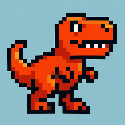 Trex pixel.
In-Game asset.  2d.  High contrast.  No shadows