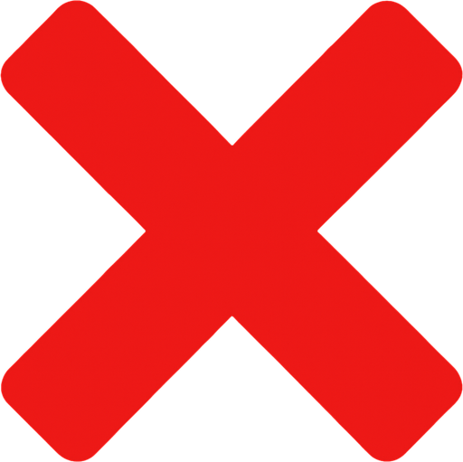 red X.
In-Game asset.  2d.  High contrast.  No shadows