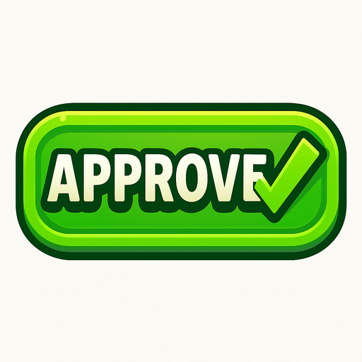 approve button.
In-Game asset.  2d.  High contrast.  No shadows