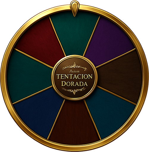 Create a visual asset for a luxury prize wheel base for 'La Tentación Dorada'.

Design:

Shape: Perfect circle.

Sections: 8 clearly divided sections, marked by elegant gold or silver lines.

Colors: Rich, deep casino tones (reds, greens, blues, purples, dark wood/gold).

Center: Decorative element (subtle logo/metallic plate).

Outer Rim: Prominent golden or silver polished rim.

Style: Luxurious, sophisticated prize wheel.

Background: Transparent (wheel only).

Objective: Elegant base for 8 prize placements..
In-Game asset.  2d.  High contrast.  No shadows