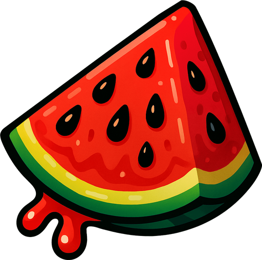 watermelon slice juicy.
In-Game asset.  2d.  High contrast.  No shadows