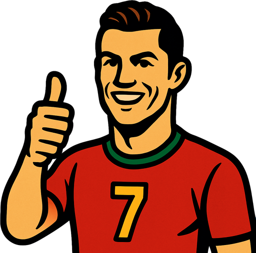 ronaldo s making thumbsup.
In-Game asset.  2d.  High contrast.  No shadows