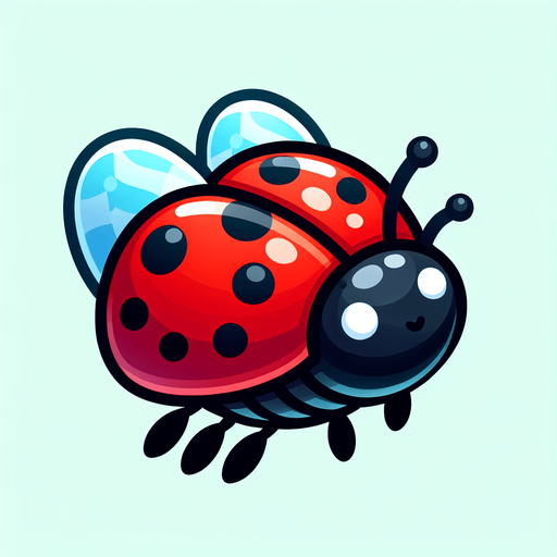 flyn lady bug 2d cartoon objek.
Single Game Texture.  In-Game asset.  2d.  Blank background.  High contrast.  No shadows