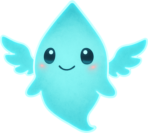 Kawaii winged neon ghost spirit creature style of Pokémon ghibli