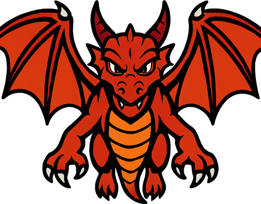 fronf view flying  image dragon with 3 
In-Game asset.  2d.  High contrast.  No shadows