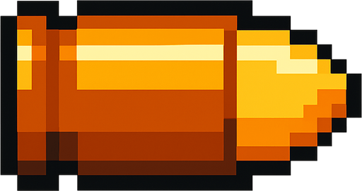 bala de pistola de pixeles.
In-Game asset.  2d.  High contrast.  No shadows