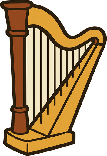 Harp in professor Layton game style.
In-Game asset.  2d.  High contrast.  No shadows