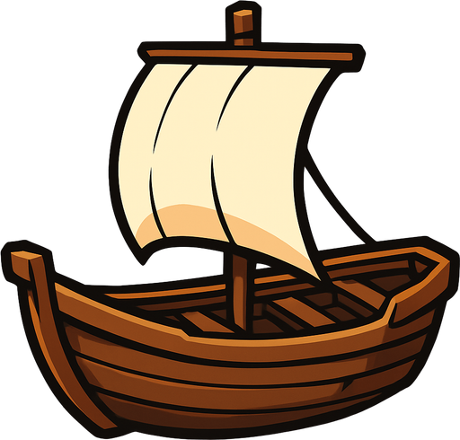 Boat.
In-Game asset.  High contrast.  No shadows. 2D