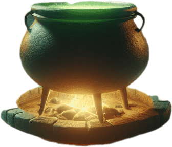 A witch's room with a cauldron
A witch's room with a cauldron