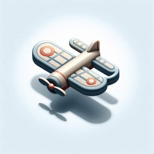 самолет игрушечный, вид сбоку..
Single Game Texture. In-Game asset. 2d. Blank background. High contrast. No shadows.