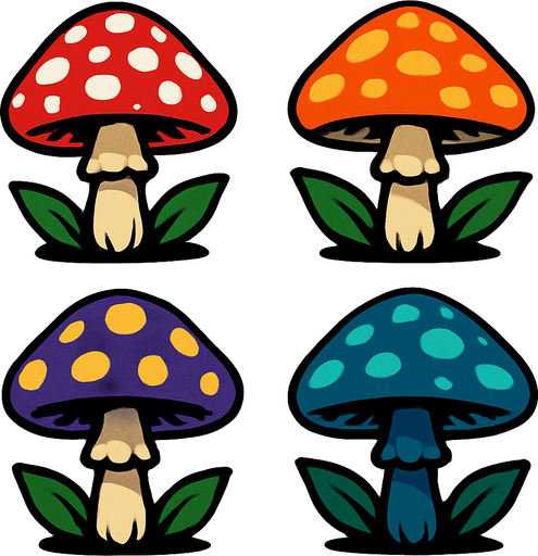 poisonous plants that look like Vinera muscaria.
In-Game asset.  2d.  High contrast.  No shadows
