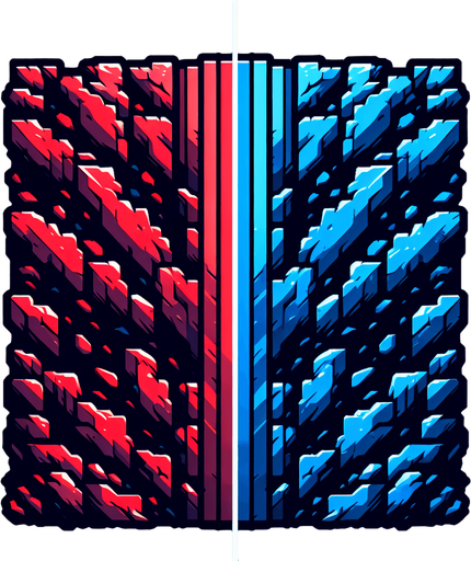 background red and blu.
Single Game Texture.  In-Game asset.  2d.  Blank background.  High contrast.  No shadows