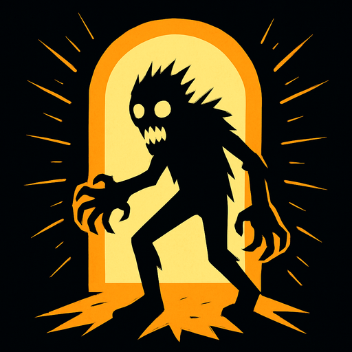 a terrifying but illuminating exit.
In-Game asset.  2d.  High contrast.  No shadows