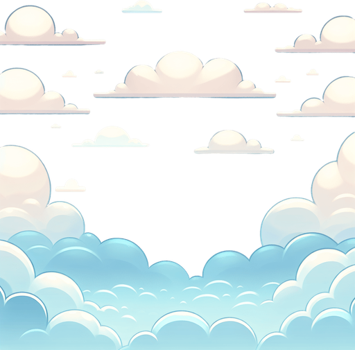 A soft gradient sky transitioning from light blue to white, with subtle fluffy clouds scattered across. The style should be cartoonish and visually appealing.".
Single Game Texture.  In-Game asset.  2d.  Blank background.  High contrast.  No shadows