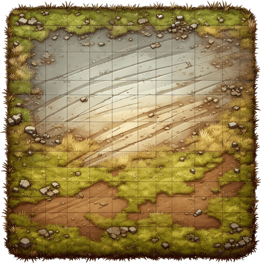 Battle ground.
Single Game Texture. In-Game asset. 2d. Blank background. High contrast. No shadows.